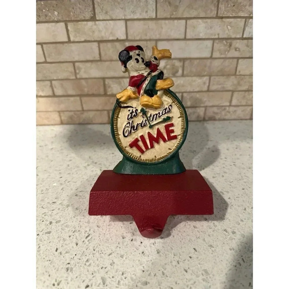 Mickey Mouse It’s Christmas Time Cast Iron Stocking Hanger Midwest Cannon bq - Picture 1 of 4